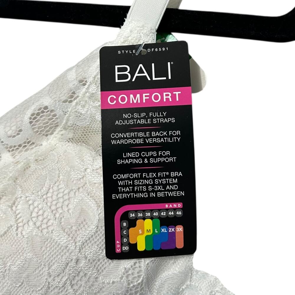Bali Beautifully You Lace Wireless Bra NWT Womens Sz L White Convertible Comfort - Picture 4 of 6